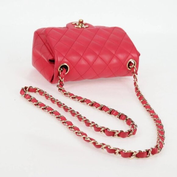 CHANEL Matelasse Chain Shoulder Bag Lamb Skin Pink Gold CC Auth 128553M - Picture 8 of 16